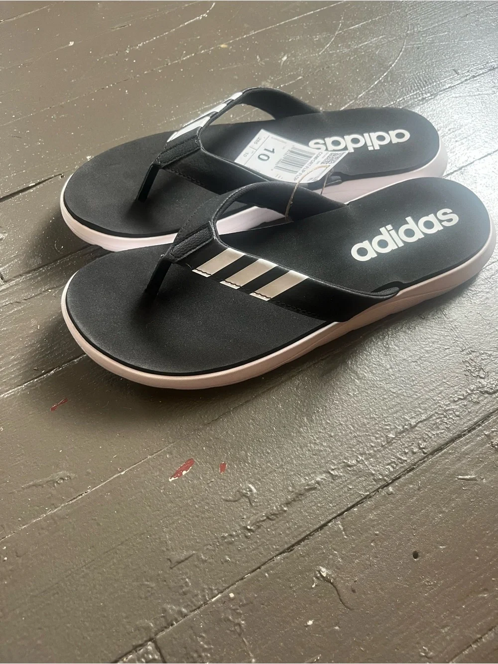 adidas Black and White Kids' Athletic Flip Flops